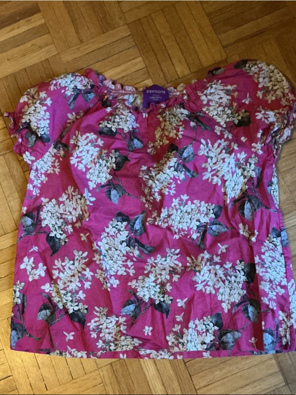 Simons x Liberty fabric Hot Pink Floral Blouse